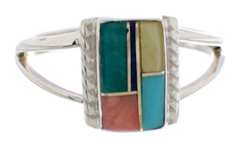 Southwest Multicolor Silver Ring Size 6-1/4 EX43203